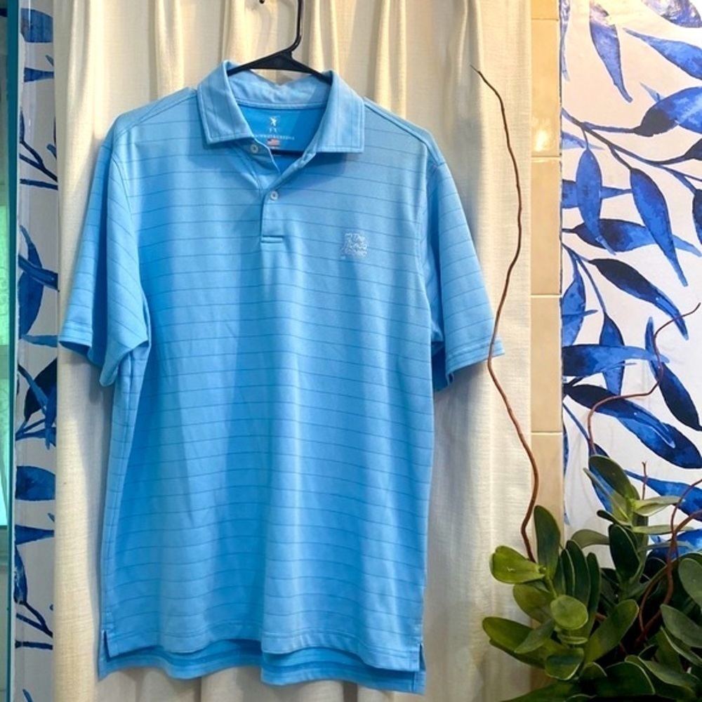 Blue Striped Fairway & Green Polyester & Spandex The Honda Classic Golf Polo